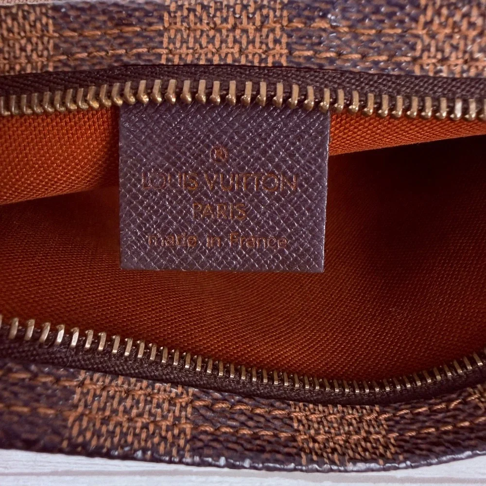 Louis Vuitton Trousse Cosmetic Make Up Bag Pochette Brown Damier Ebene Small